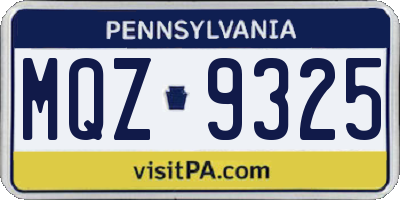 PA license plate MQZ9325