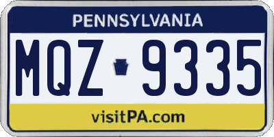 PA license plate MQZ9335