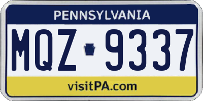 PA license plate MQZ9337