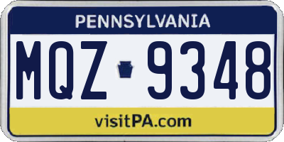 PA license plate MQZ9348
