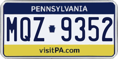 PA license plate MQZ9352