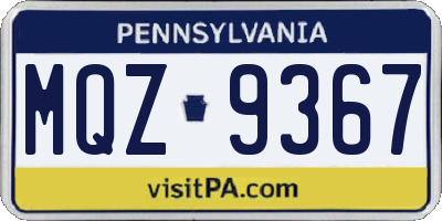 PA license plate MQZ9367