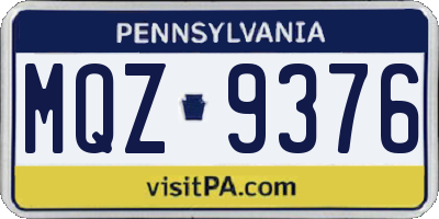 PA license plate MQZ9376