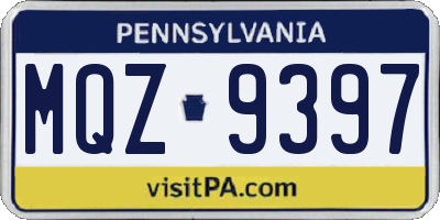 PA license plate MQZ9397