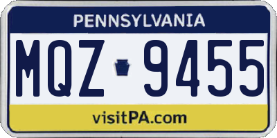 PA license plate MQZ9455