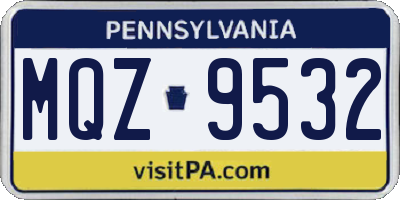 PA license plate MQZ9532