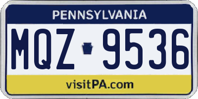 PA license plate MQZ9536