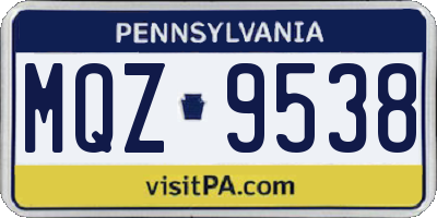 PA license plate MQZ9538