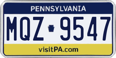 PA license plate MQZ9547