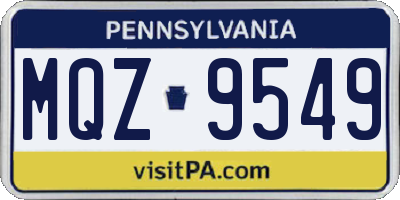 PA license plate MQZ9549
