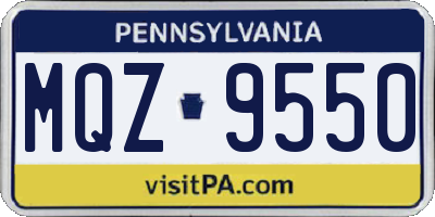 PA license plate MQZ9550