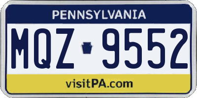 PA license plate MQZ9552