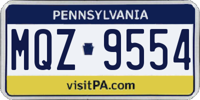 PA license plate MQZ9554