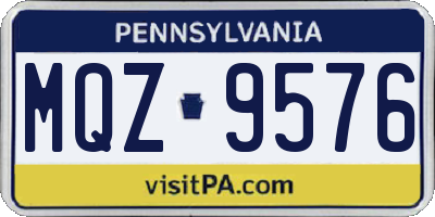 PA license plate MQZ9576