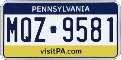 PA license plate MQZ9581
