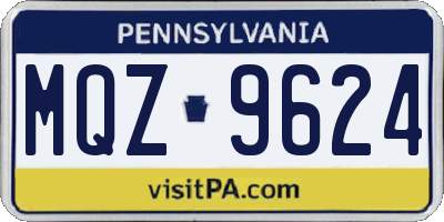 PA license plate MQZ9624