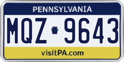PA license plate MQZ9643