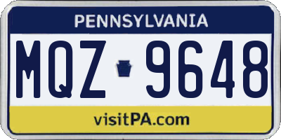 PA license plate MQZ9648