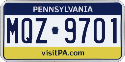 PA license plate MQZ9701