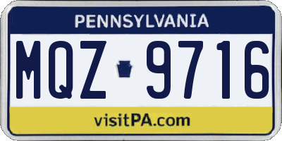 PA license plate MQZ9716