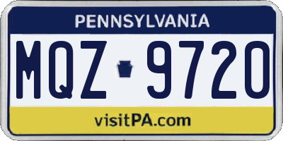 PA license plate MQZ9720