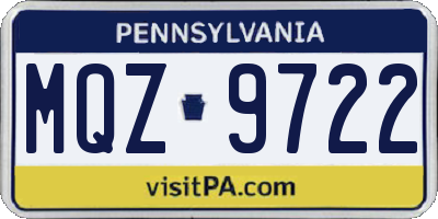 PA license plate MQZ9722