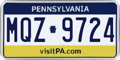 PA license plate MQZ9724