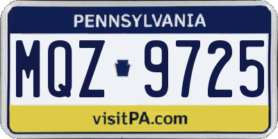 PA license plate MQZ9725