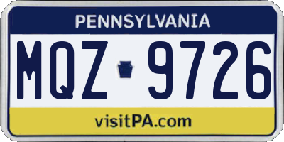 PA license plate MQZ9726