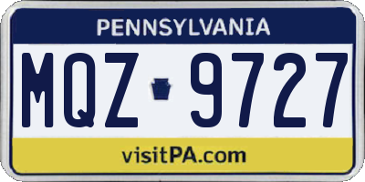 PA license plate MQZ9727