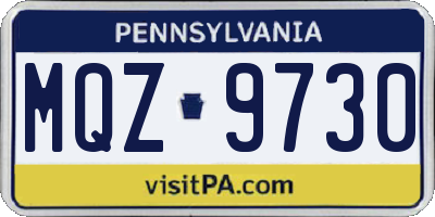 PA license plate MQZ9730