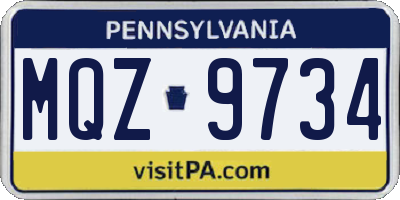 PA license plate MQZ9734
