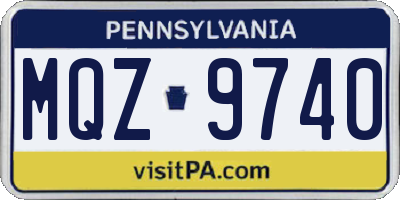 PA license plate MQZ9740