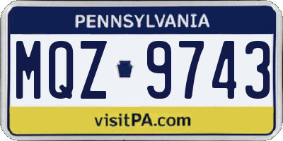 PA license plate MQZ9743