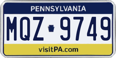 PA license plate MQZ9749