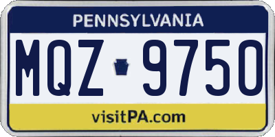PA license plate MQZ9750