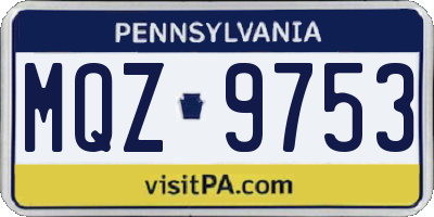 PA license plate MQZ9753