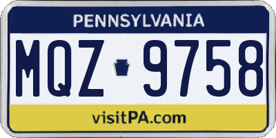 PA license plate MQZ9758