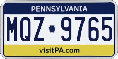 PA license plate MQZ9765