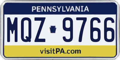 PA license plate MQZ9766