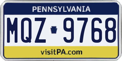 PA license plate MQZ9768