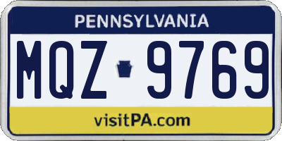 PA license plate MQZ9769