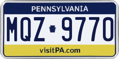 PA license plate MQZ9770
