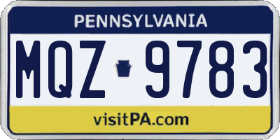PA license plate MQZ9783