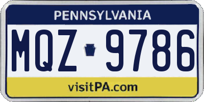 PA license plate MQZ9786