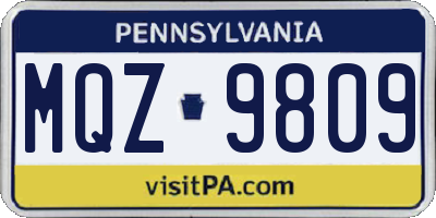 PA license plate MQZ9809