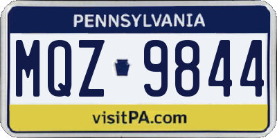 PA license plate MQZ9844