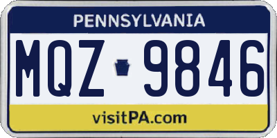 PA license plate MQZ9846