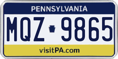 PA license plate MQZ9865