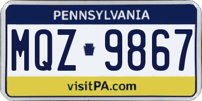PA license plate MQZ9867